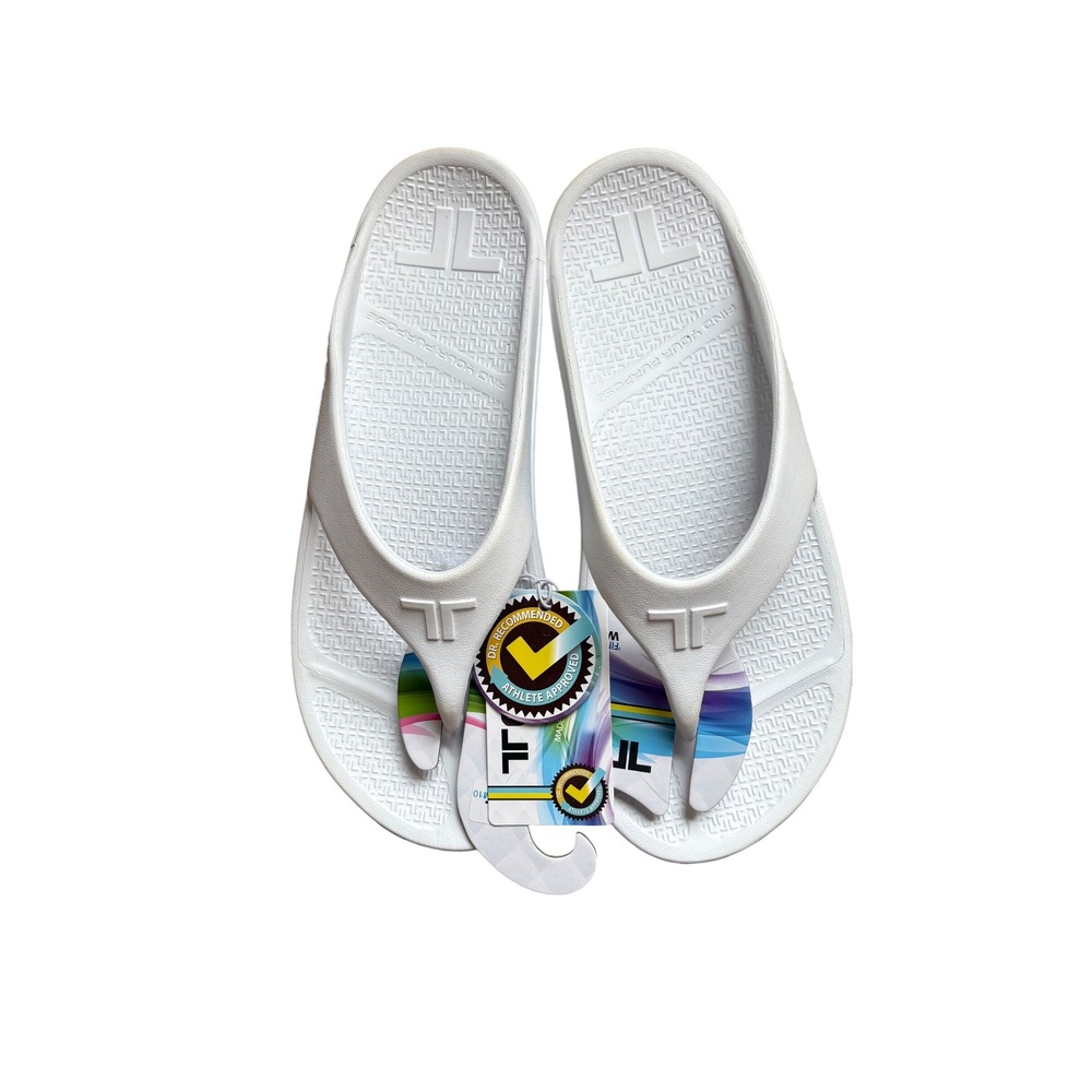Telic Energy Flip Flop Snow White Recovery Sandal Arch Support Mens 10 Womens 11